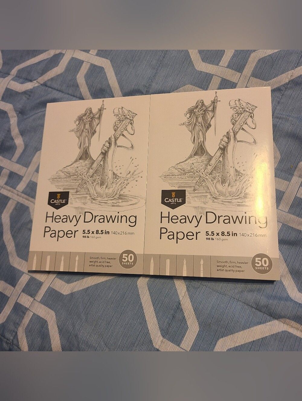 Castle Arts Heavy Drawing Paper 5.5"x8.5" 2 Pack 50 Pgs 160 Gms Acid Free 2 Pack